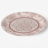 雪片バラ金ゴールドグリッターピンク ペーパープレート (アングル)