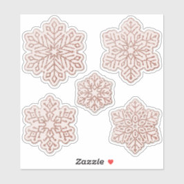 雪片バラ金ゴールドグリッター淡い色のピンク シール