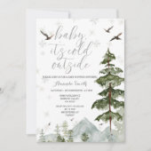 雪片パインツリーコールド外ベビーシャワー 招待状 (正面)