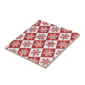 雪片パターンの赤/白チェックThunder_Cove タイル (側面)