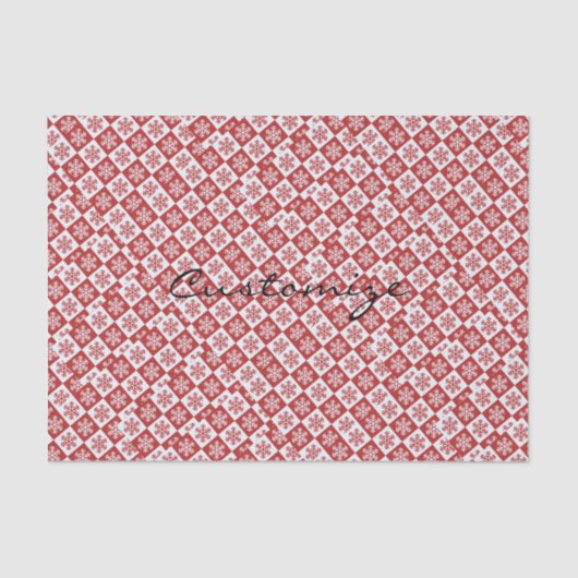 雪片パターンの赤/白チェックThunder_Cove 薄葉紙 (正面)