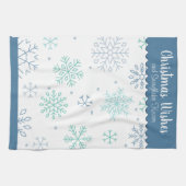 雪片パターンクリスマスの願いカスタマイズ キッチンタオル (横)