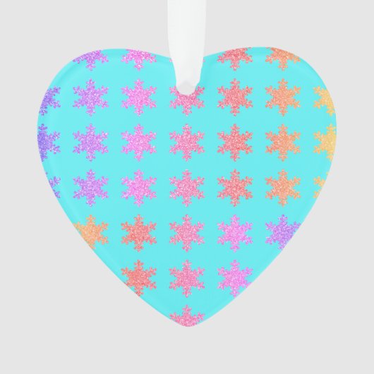 雪片パターングリタリー金ゴールドターコイズブルー オーナメント (正面)