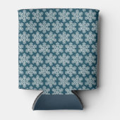 雪片パターンデザイン青白 缶クーラー (正面)