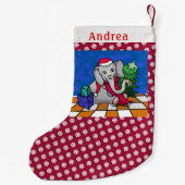 雪片パターンパーソナライズなクリスマス象 スモールクリスマスストッキング (裏面)