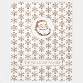 雪片パターン金ゴールドサンタクロースクリスマス フリースブランケット