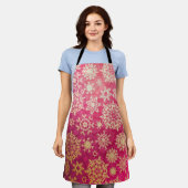 雪片パターン エプロン (着用した状態)