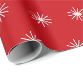 雪片パター赤と白ン ラッピングペーパー (ロールコーナー)