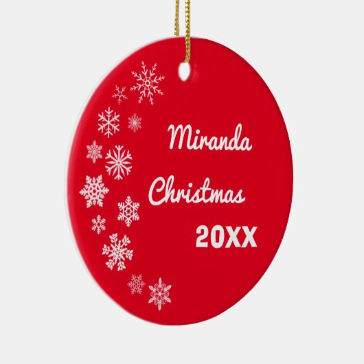 雪片パーソナライズされたクリスマスオーナメント セラミックオーナメント (右)