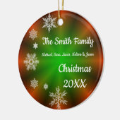 雪片パーソナライズされたクリスマスキープサケ セラミックオーナメント (左)