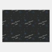 雪片パーソナライズされたメリークリスマス名 ラッピングペーパーシート (正面2)