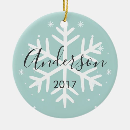 雪片パーソナライズされた写真クリスマスオーナメント セラミックオーナメント (正面)