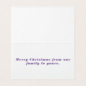 雪片パープル背景テント折りカード (内部フラット)