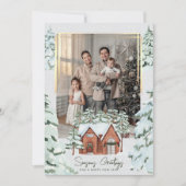 雪片ファミリー写真スカンジパインクリスマスツリー シーズンカード (正面)