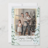 雪片ファミリー写真スカンジパインクリスマスツリー シーズンカード (正面)