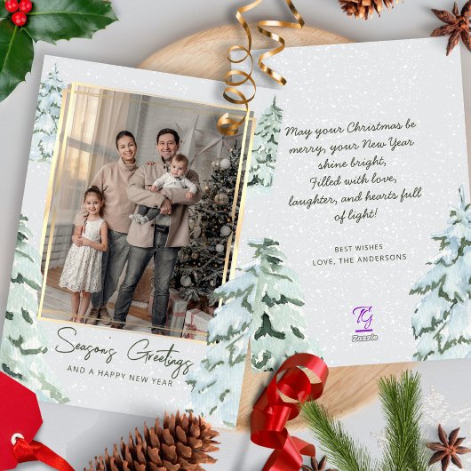 雪片ファミリー写真スカンジパインクリスマスツリー シーズンカード