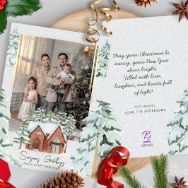 雪片ファミリー写真スカンジパインクリスマスツリー シーズンカード