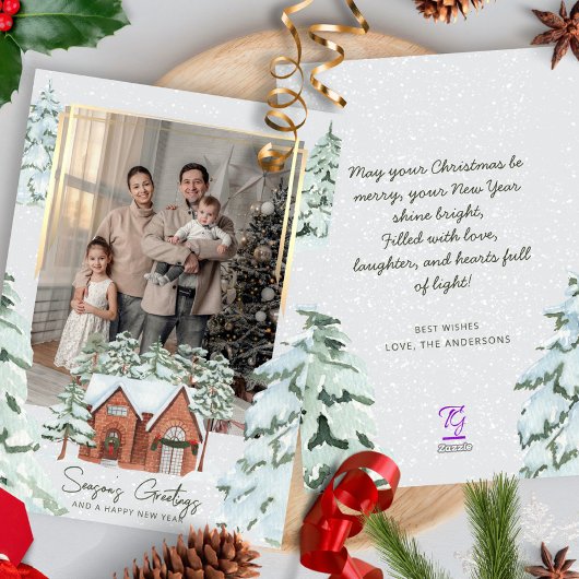 雪片ファミリー写真スカンジパインクリスマスツリー シーズンカード
