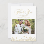 雪片フェイク金ゴールド効果最初のメリークリスマス サンキューカード (正面)