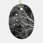 雪片フォトクリスマスツリー記念デコレーション セラミックオーナメント (裏面)