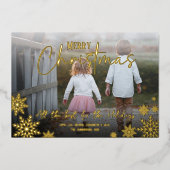 雪片フォトクリスマス 箔シーズンカード (正面)