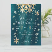 雪片フォトターコイズ金ゴールド招待状カード カード (スタンド正面)