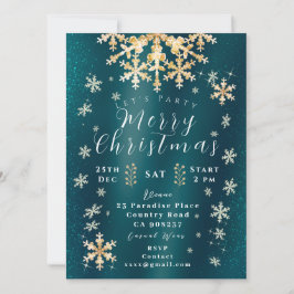 雪片フォトターコイズ金ゴールド招待状カード カード