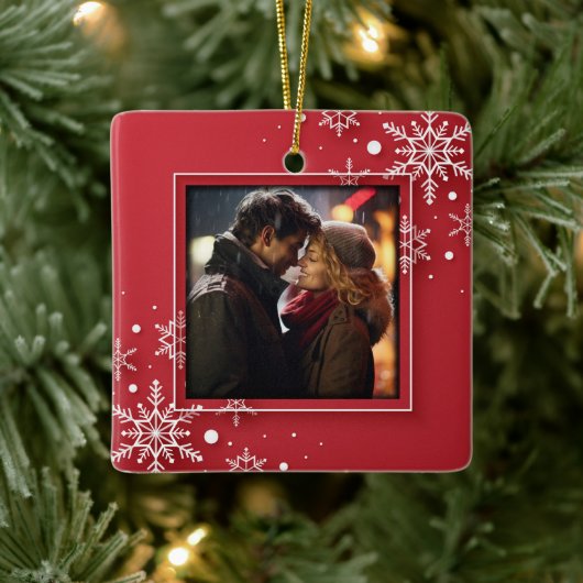 雪片フォトフレーム セラミックオーナメント (ツリー)