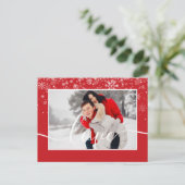 雪片フォトホワイトスクリプトタイポグラフィ シーズンポストカード (スタンド正面)