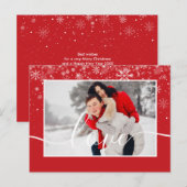 雪片フォトホワイトスクリプトタイポグラフィ シーズンポストカード (正面/裏面)