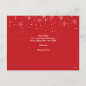 雪片フォトホワイトスクリプトタイポグラフィ シーズンポストカード (裏面)