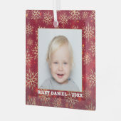 雪片フォトレッド ガラスオーナメント (正面左)