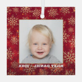 雪片フォトレッド ガラスオーナメント (裏面)