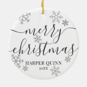 雪片フォト生まれたばかりのベビー初めてのクリスマス セラミックオーナメント (裏面)