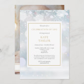 雪片フォト葬儀お祝い・オブ・ライフ 招待状 (正面/裏面)