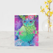 雪片フクロウ カード (黄色い花)