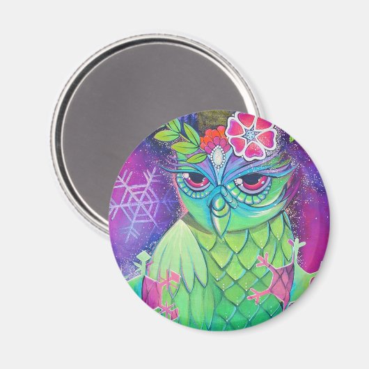 雪片フクロウ マグネット (正面/裏面)