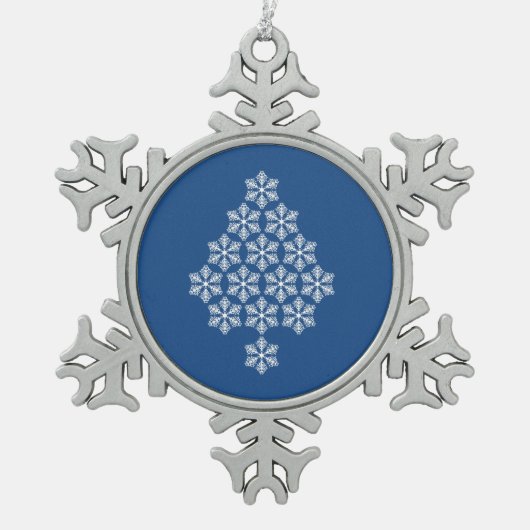 雪片フレームのカスタムな写真のオーナメント スノーフレークピューターオーナメント (正面)