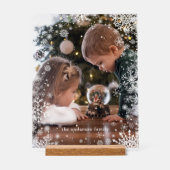 雪片フレームのパーソナライズされた写真 アクリルサイン (正面)