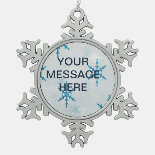 雪片フレームパーソナライズされた飾り スノーフレークピューターオーナメント (正面)