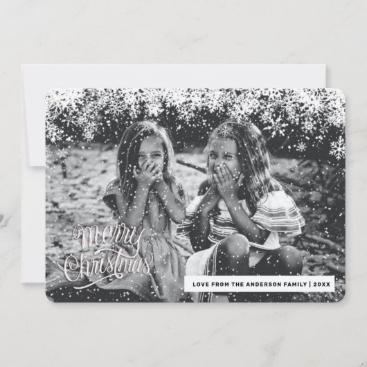 雪片フレームメリークリスマスホリデーカード シーズンカード (正面)