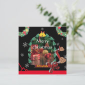 雪片ブラックアーチ写真シックなクリスマス シーズンカード (スタンド正面)