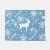 雪片ブルークリスマス ドアマット (正面)