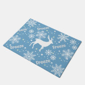 雪片ブルークリスマス ドアマット (アングル)