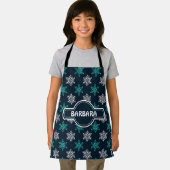 雪片ブルーグリーンパターミニマルン エプロン (インサイチュ)