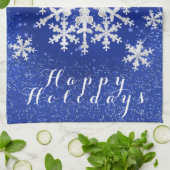 雪片ブルーホワイト キッチンタオル (折り畳み)