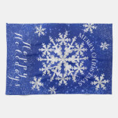 雪片ブルーホワイト キッチンタオル (横)