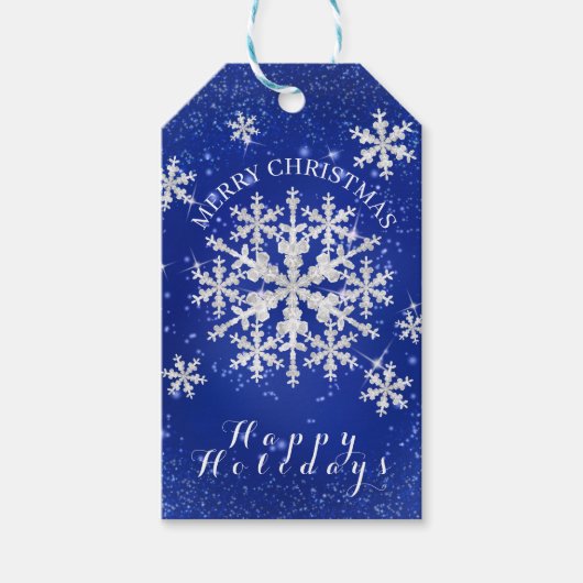 雪片ブルーホワイト ギフトタグ (正面)