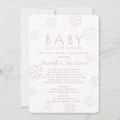 雪片ベビーその冷たいピンクのベビーシャワーbyメール 招待状 (正面)