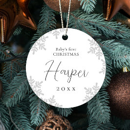 雪片ベビーの初めてのクリスマススクリプト名 メタルオーナメント